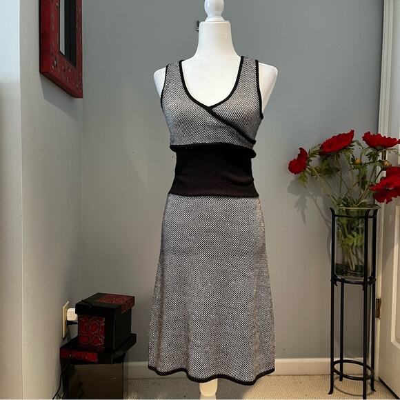 NEW Moda Merino Wool Houndstooth Plaid Classic Tailored Midi Sweater Dress S… - Picture 2 of 16